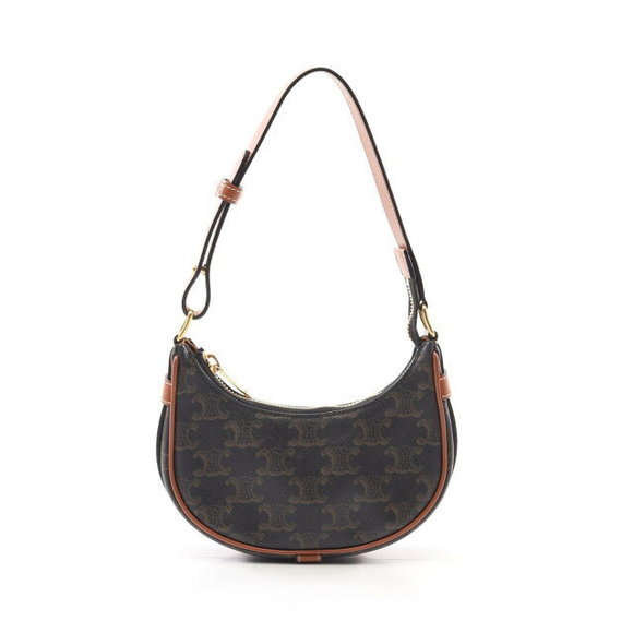 Celine AVA Triomphe Handbag Leather Black Brown - Picture 1 of 7